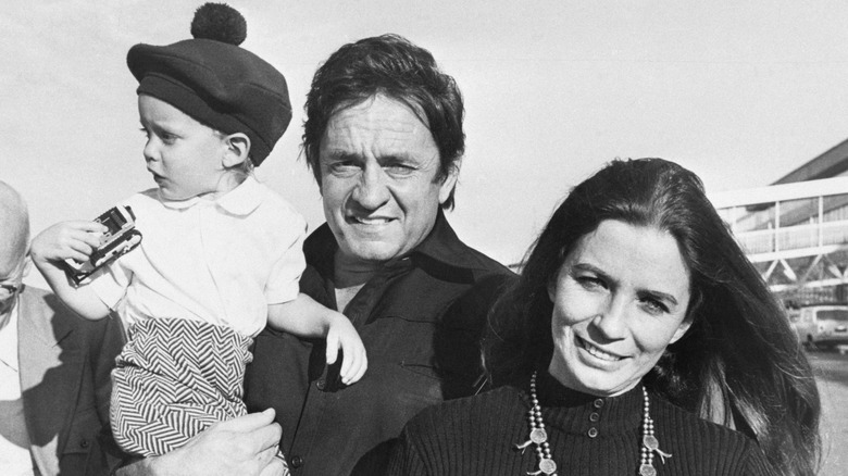 John Carter Cash, Johnny Cash, and June Carter Cash before the filming of "Following the Footsteps of Jesus"