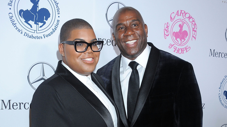 Magic Johnson and son EJ Johnson on a 2014 red carpet