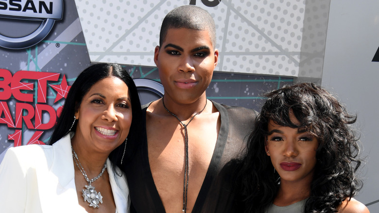 Cookie Johnson with EJ and Elisa on a 2016 red carpet.