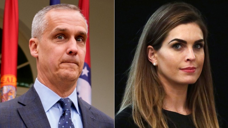 Split image of Corey Lewandowski and Hope Hicks