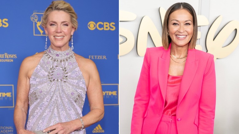 Deborah Norville and Eva Pilgrim smiling on red carpets.