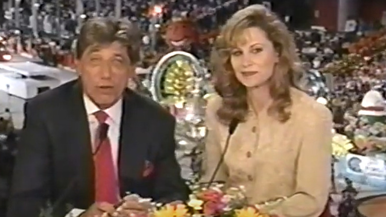Faith Daniels and Joe Namath in 1994 hosting the King Orange Jamboree Parade