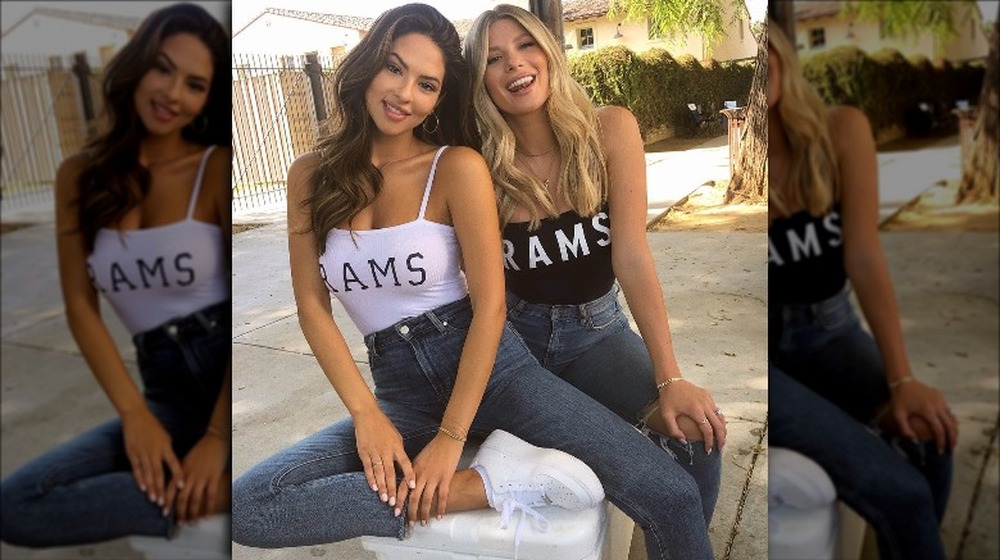 Jared Goff's girlfriend, Christen Harper, poses in a Rams shirt