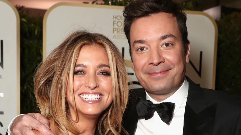 Nancy Juvonen and Jimmy Fallon at the Golden Globes 