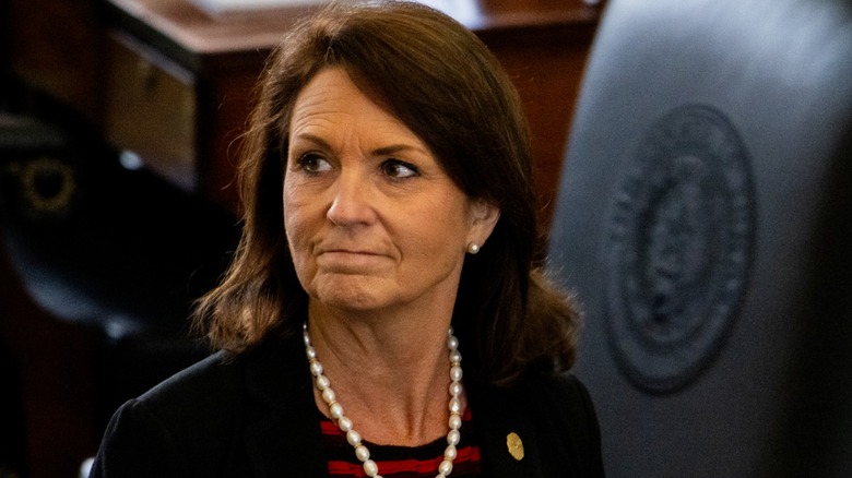 Angela Paxton on the Senate floor during Ken Paxton's impeachment trial in Austin, TX (2023)