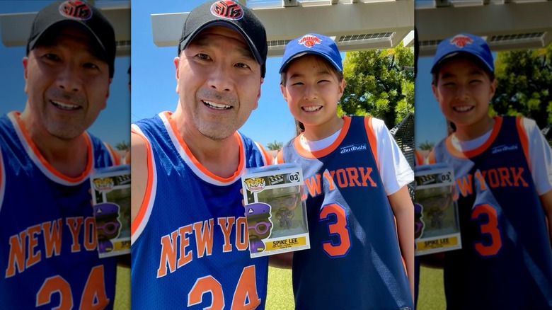 Paul Song and Ray Ling Song in Knicks jerseys