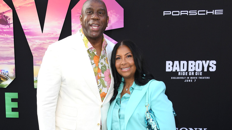 Magic Johnson and his wife Cookie on the red carpet