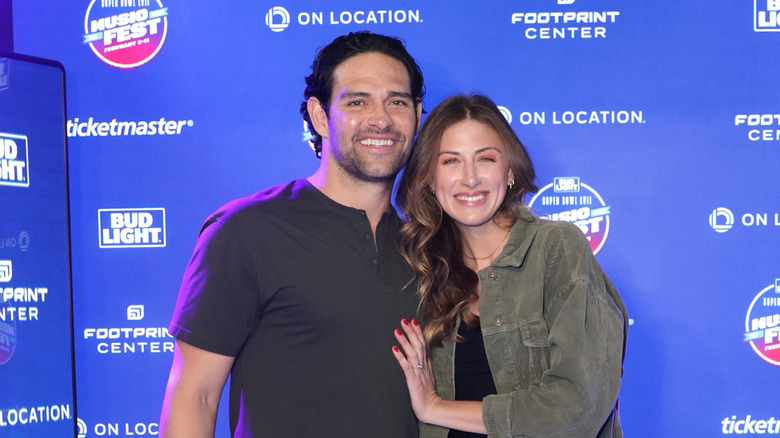 Perry Mattfeld and Mark Sanchez at the Super Bowl Music Fest 2023