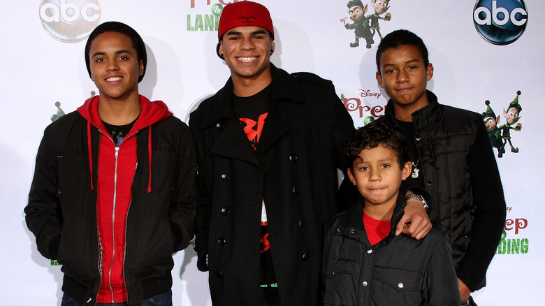 Four of Jermaine Jackson's chidren attending the premiere of Prep & Landing in 2009