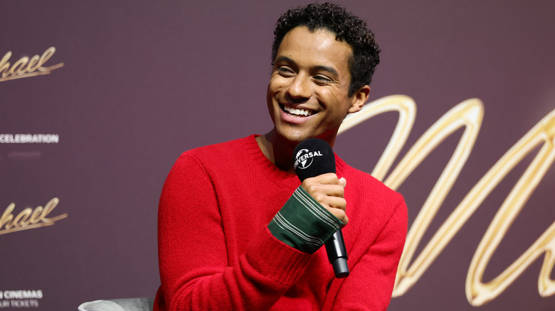 Jaafar Jackson speaking at a Michael panel at the Uber Eats Music Hall