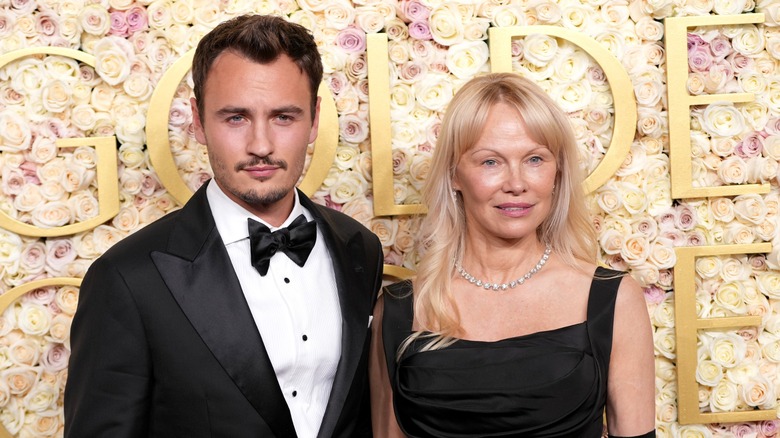 Brandon Thomas Lee and Pamela Anderson at the Golden Globes