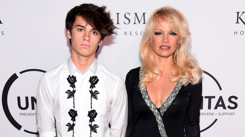 Dylan Jagger Lee and Pamela Anderson smiling at the UNITA 2nd annual gala against human trafficking in 2016