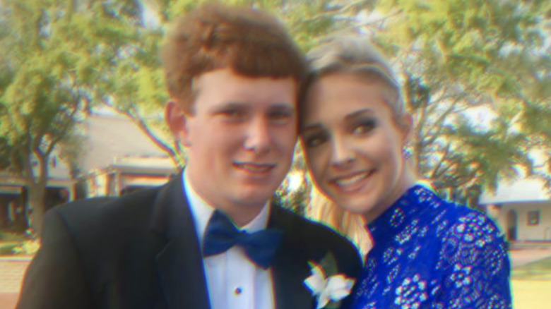 Morgan Doughty Bostick leans her head against Paul Murdaugh outside posing before a school dance.