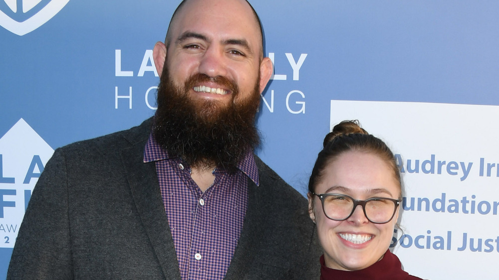 Ronda Rousey and Travis Browne at event