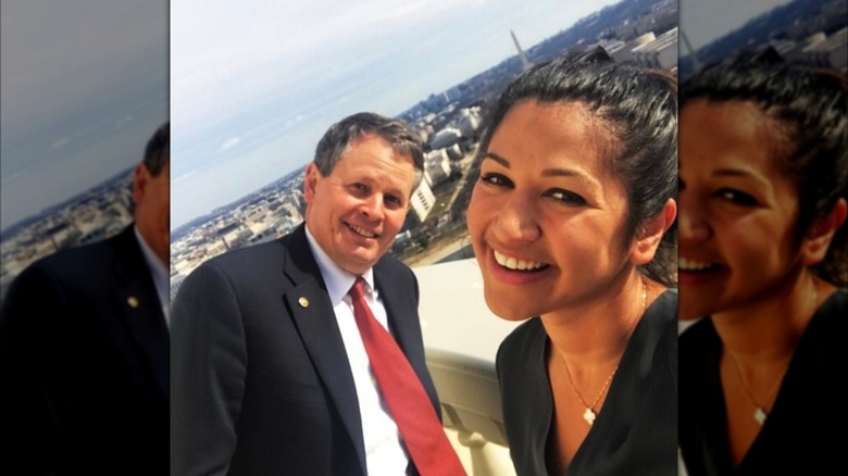 Katie Miller and Steve Daines posing in a selfie in 2017