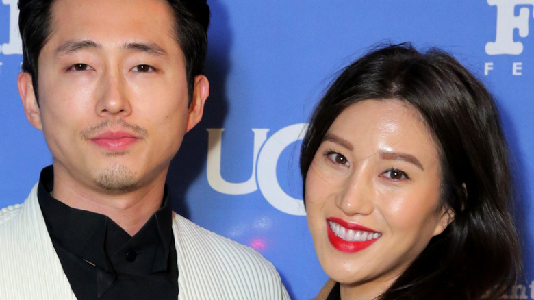 Steven Yeun, Joana Pak posing