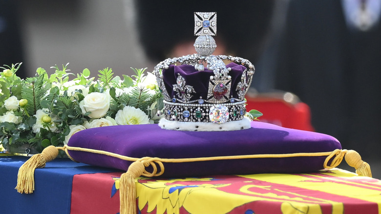 Crown on top of the queen's casket