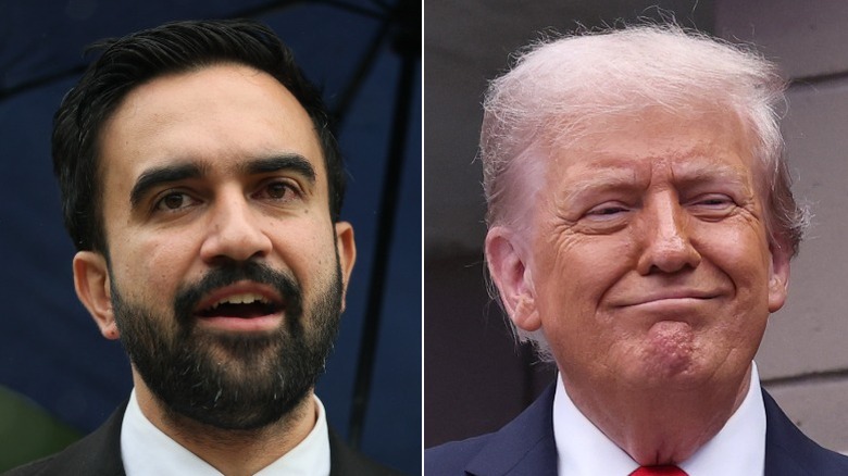 Split image of Zohran Mamdani and Donald Trump