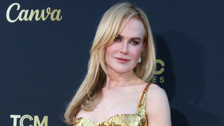 Nicole Kidman wearing gold dress