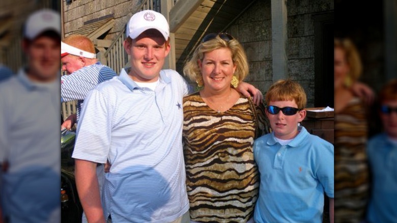 Maggie Murdaugh in striped top with sons Buster and Paul
