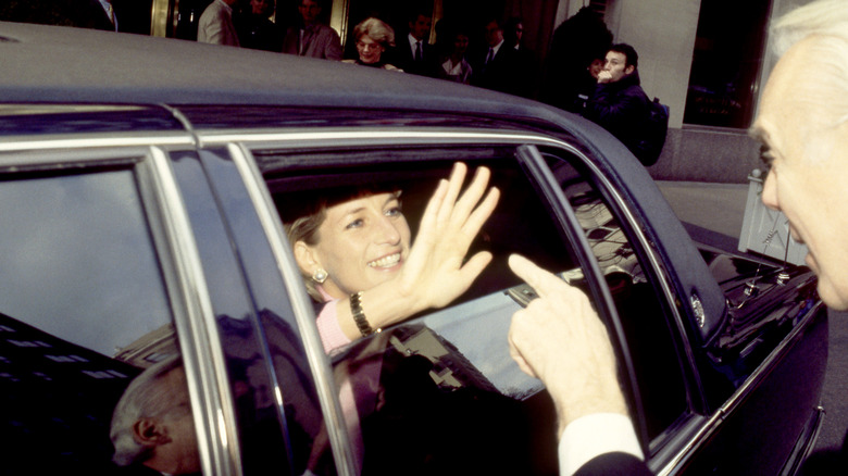 Princess Diana in a car