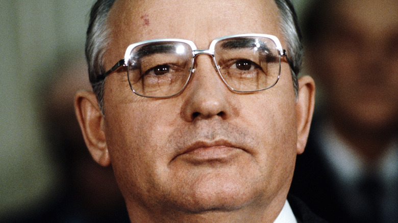 Mikhail Gorbachev with serious look 