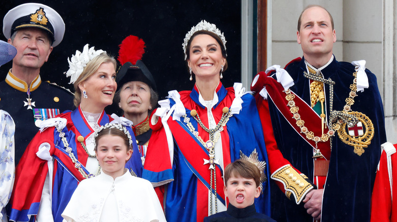 Members of the royal family on Coronation Day 