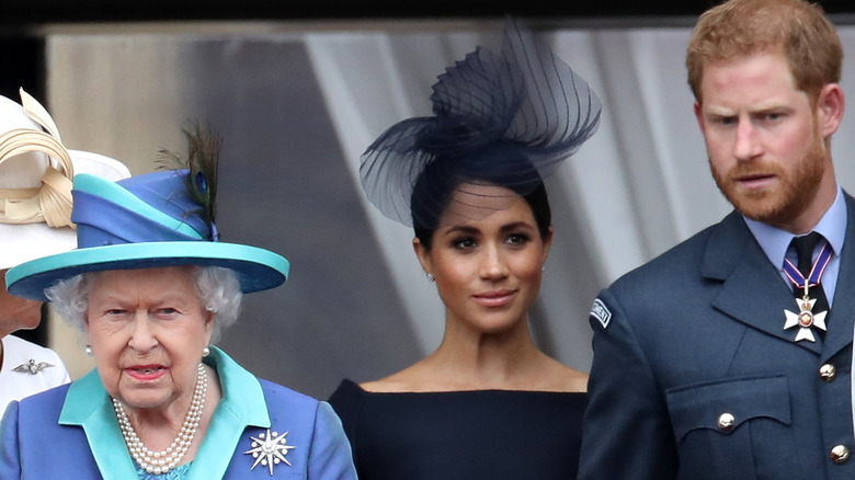 Prince Harry and Meghan Markle with Queen Elizabeth