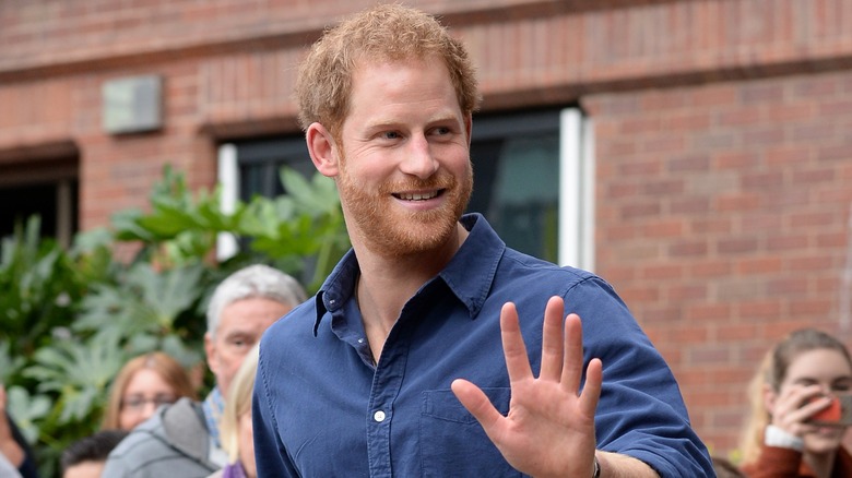 Prince Harry waves to fans