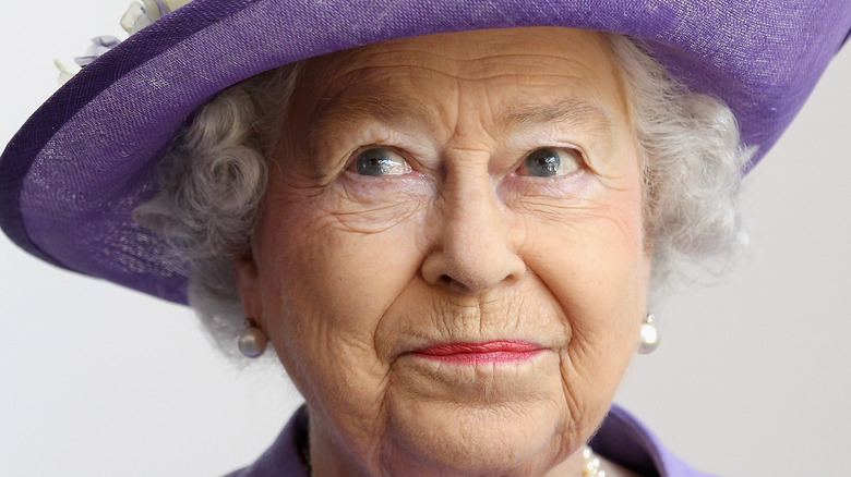 Queen Elizabeth in purple