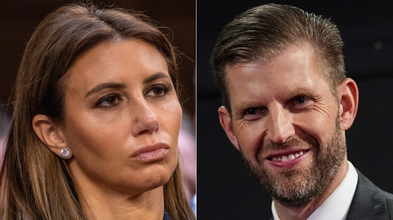 Side-by-side-photos of Alina Habba and Eric Trump