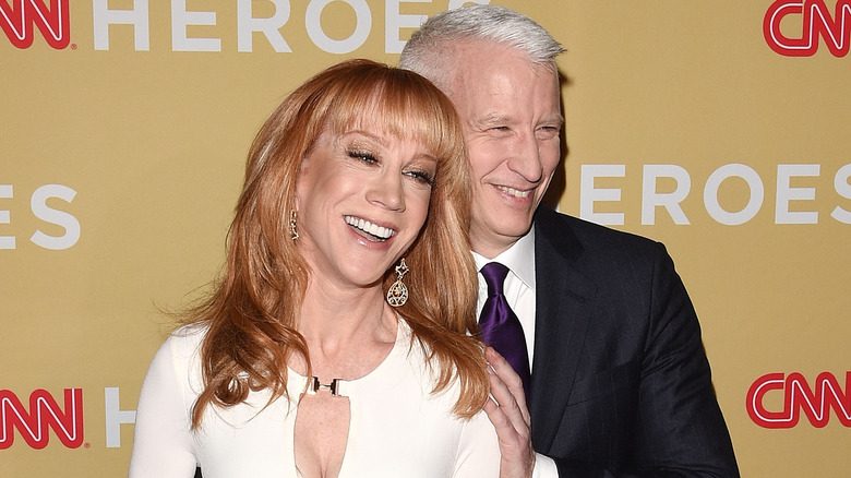 Kathy Griffin and Anderson Cooper at a CNN red carpet event