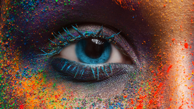 Dramatic eye makeup with paint