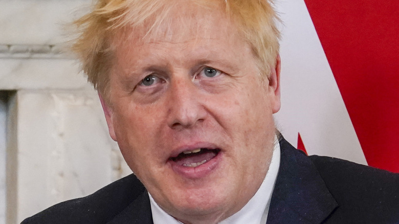 Boris Johnson with mouth open
