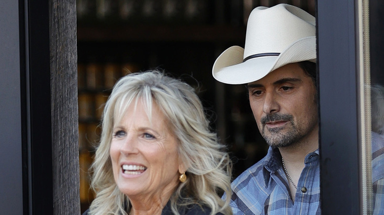 Jill Biden with Brad Paisley at event 