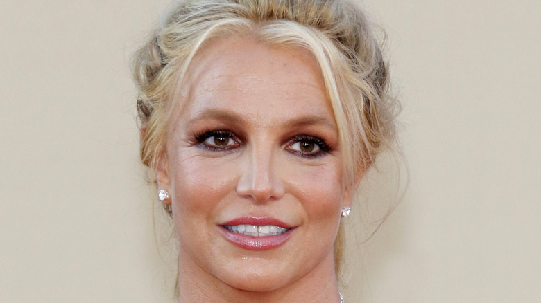 Britney Spears close up with her hair back