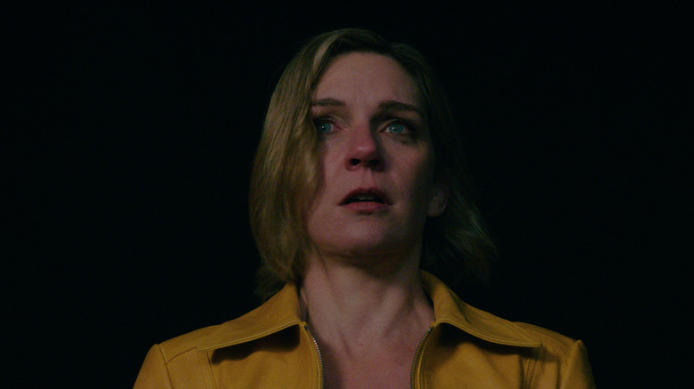Rhea Seehorn looking fraught in a scene from Pluribus
