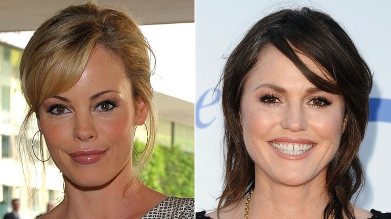 A split image of Chandra West and Jorja Fox smiling