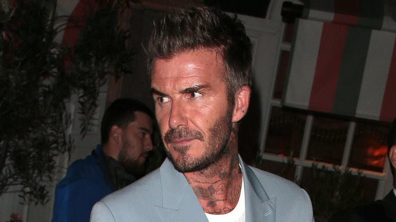 David Beckham looking serious