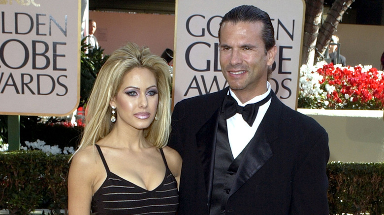 Lorenzo Lamas & wife Shauna Sand arrive at the Golden Globe Awards at the Beverly Hilton January 20, 2002 in Beverly Hills, California.