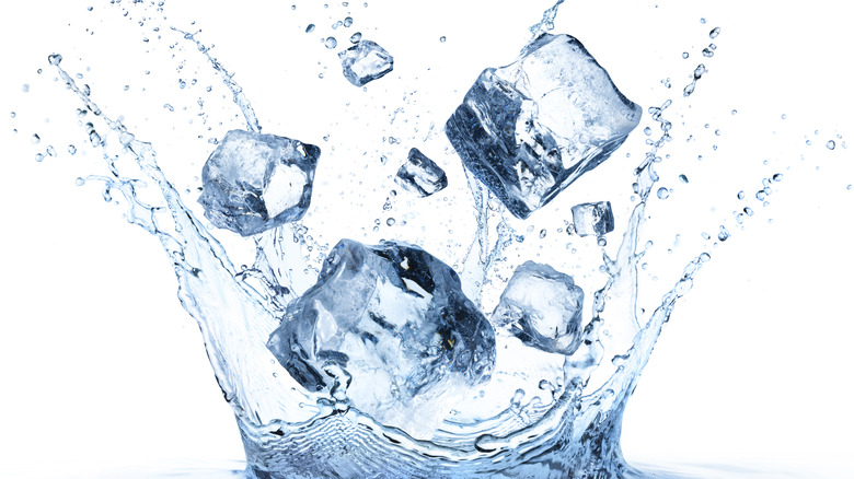 Ice cubes splashing