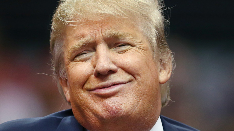 Donald Trump making a face onstage