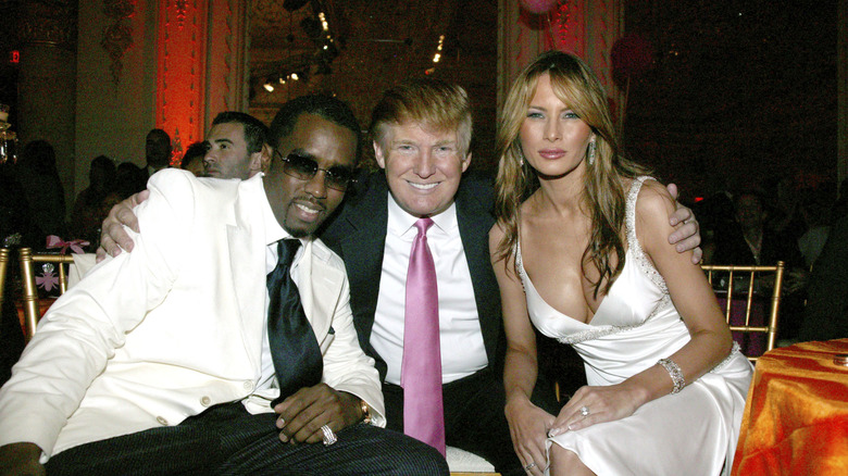 Donald Trump wraps his arms around Diddy and Melania Trump