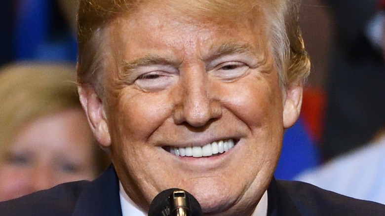 Donald Trump smiling microphone