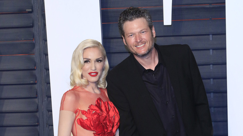 Gwen Stefani and Blake Shelton smiling