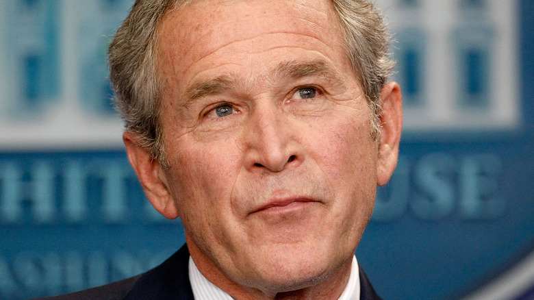 George W. Bush looking up 