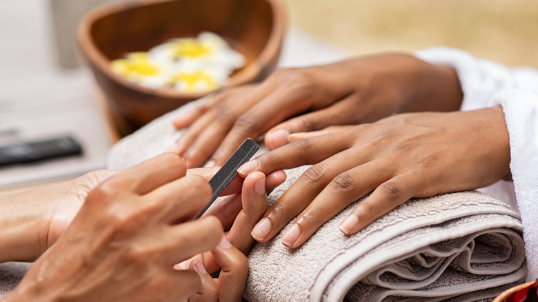 Women getting a manicure