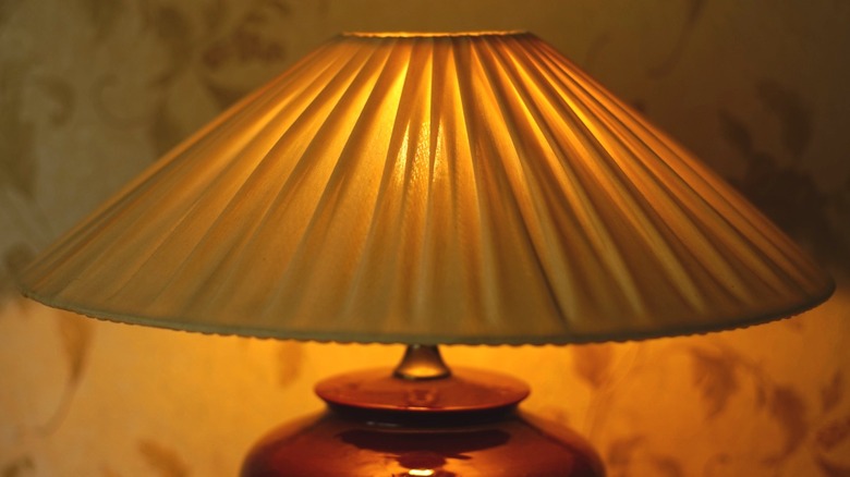 Closeup of vintage pleated lamp