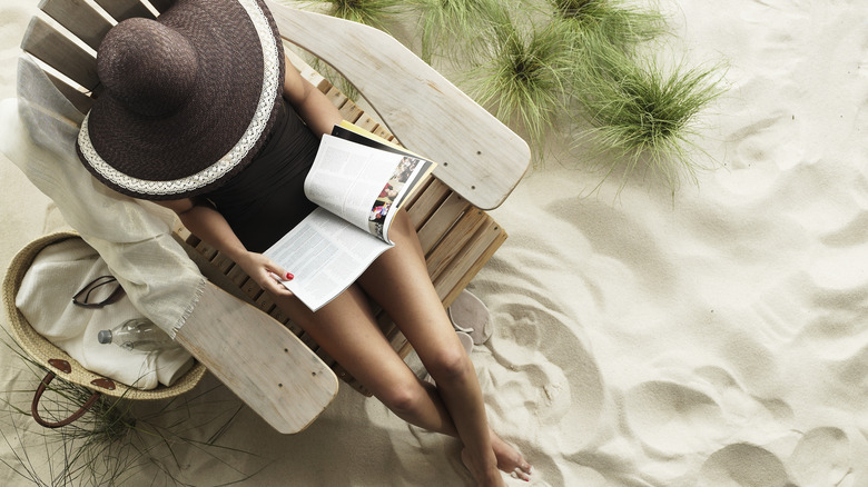 Woman on a beach chair