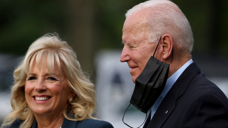 Joe and Jill Biden getting off the plane